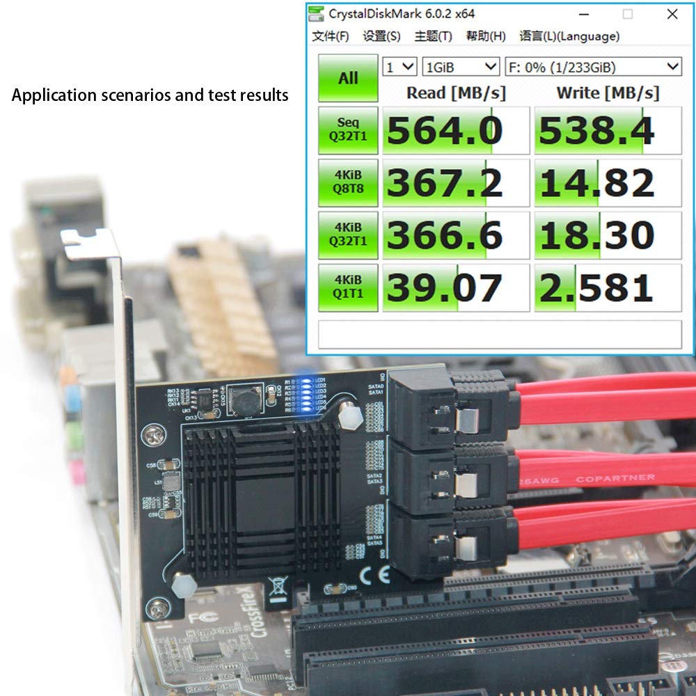 MACIMO Expansion Card, Desktop Pci-E to Sata3.0 Expansion Card 6 Ports, Support MacOS, Windows7/8/10
