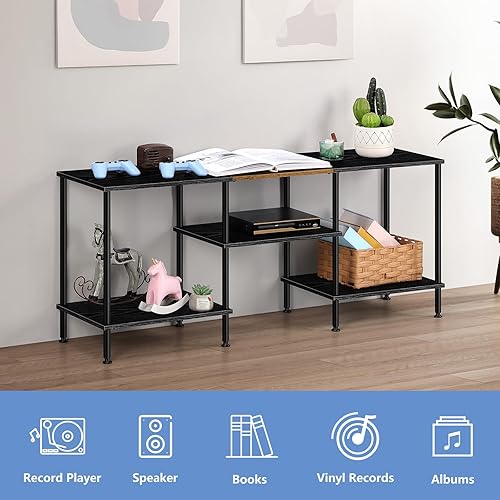 Miniatura 4 de OYEAL Soportes de TV de 50 pulgadas para sala de estar, pequeño centro de entretenimiento con estantes de almacenamiento abiertos, soportes de TV