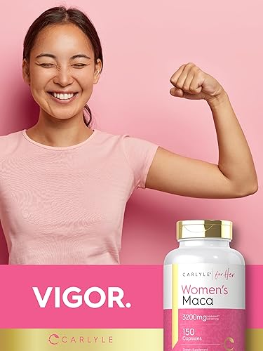 Miniatura 7 de Carlyle - Cápsulas de raíz de maca para mujeres, 3200 mg 150 unidades suplemento sin gluten ni organismos modificados genéticamente para ella