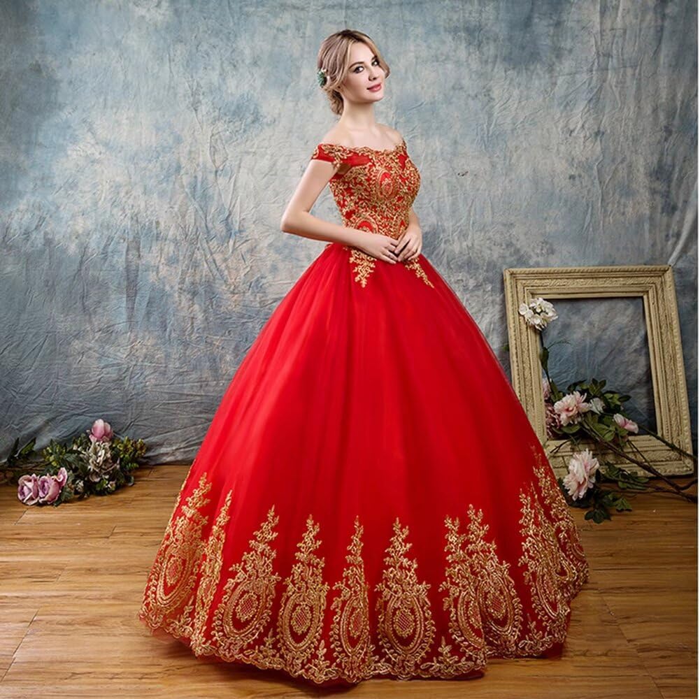 Amazon.com: Asulla Gold Appliques Off The Shoulder Quinceanera Dress Tulle  Puffy Ball Gown Long Homecoming Prom Evening Dress Black 0: Clothing, Shoes  & Jewelry