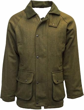Men's Warm Thick Heavy Tweed Padded Country Outdoor Hunting Game Shooting Fishing Farming Tweed Jacket Coat