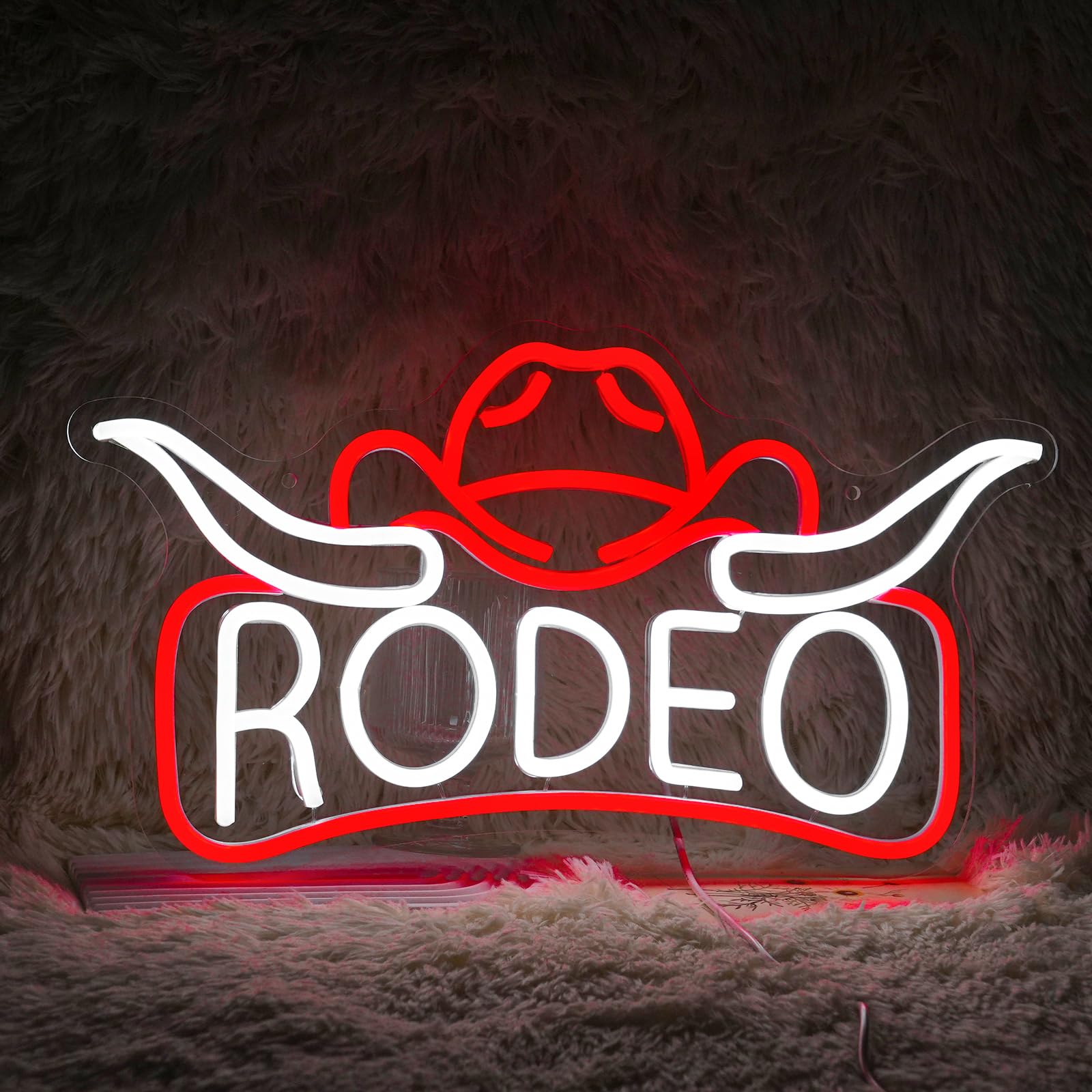 Rodeo Neon Sign, Cowboy Cowgirl Hat Longhorn Led Light, Western