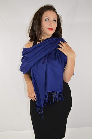Solid Pashmina Scarf, Shawl, Wrap & Stole(Inky Navy)