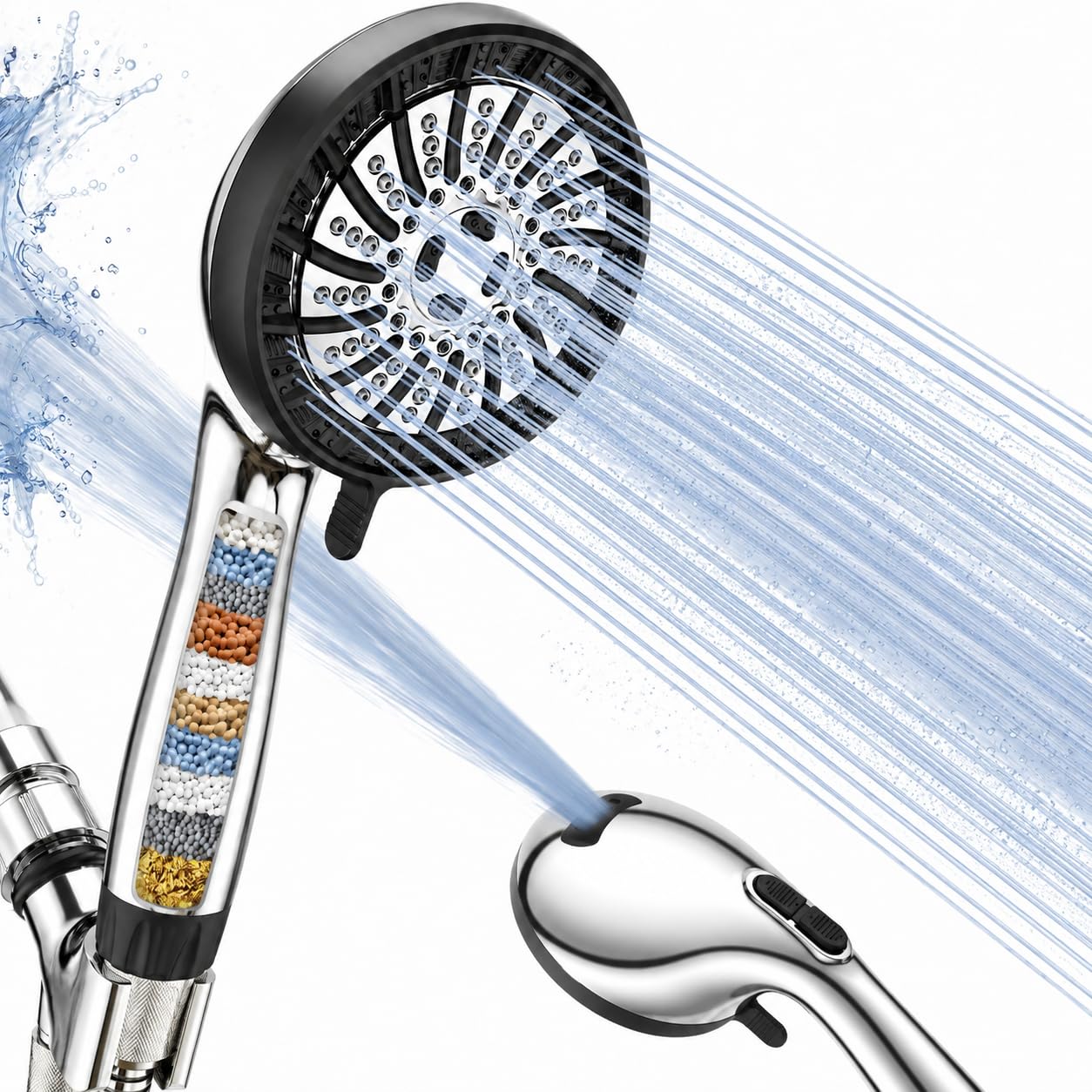 PWERAN Improved Shower Head with Hand Shower (Chrome)