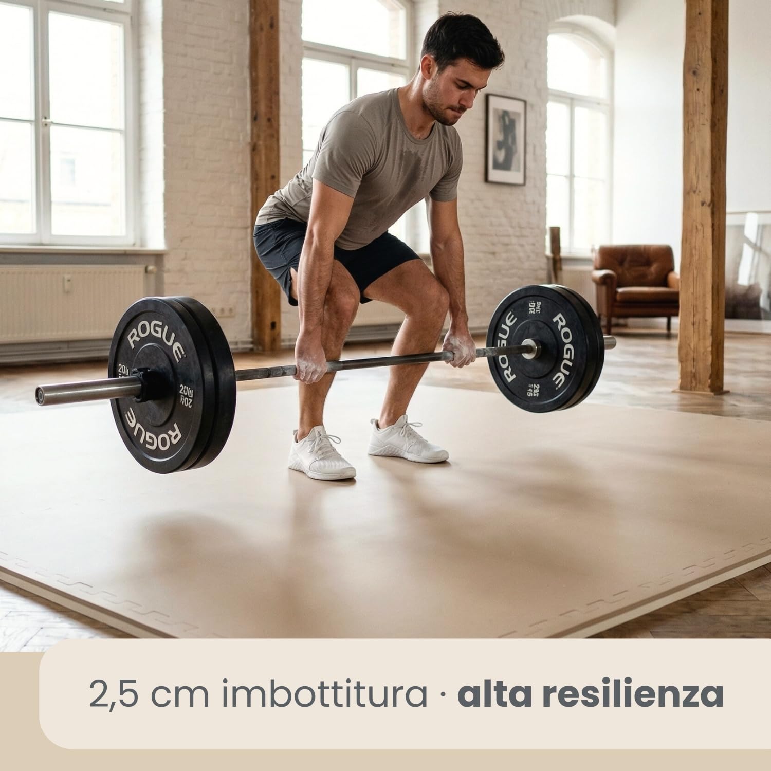 eyepower 2,4 cm Tappetino Palestra: 1m² Tappeto Fitness - 4 Tappetini Palestra Puzzle 50x50 - Tappeto Schiuma EVA - Tappeto Palestra Tappeto per Ginnastica a Terra Tappeti Con Difetti Ottici Minori