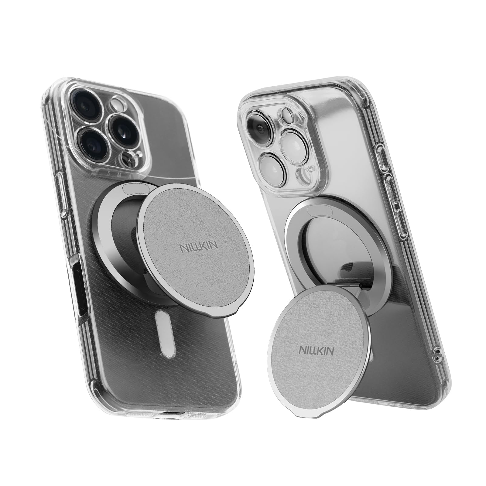 Nillkin Magsafe Handy Ring Halterung,Magsafe Ständer,Magnetische Handy Fingerhalterung,[Zweiseitig Magnetisch][Mehrwinkelig Einstellbar],Grau