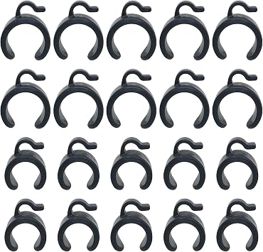 20PCS Live Broadcast Tripod Cable Clamp 20mm Plastic Pipe Diameter Data Cable Clip 25mm Compatible Bracket Tablet Projector Microphone Stand For Conference Room Classroom Black