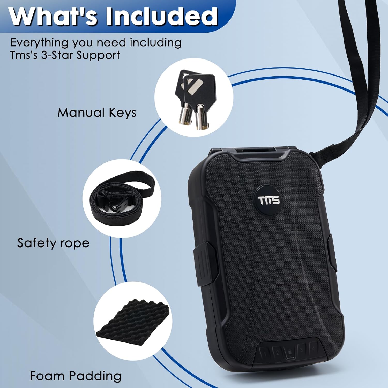 TMS Pistol Safe with Built-In Lock, Backlit Keypad, CypherCase 1.0, Waterproof Storage Case for Travel Gun Safe for Hand Gun/Black - Image 6