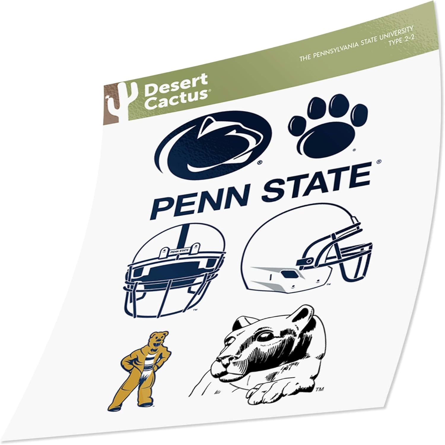 Desert Cactus The Pennsylvania State University Sticker Penn State PSU Nittany Lions Sticker Vinyl Decals Laptop Water Bottle Car Scrapbook Sheet T2 (Type 2) - Image 3