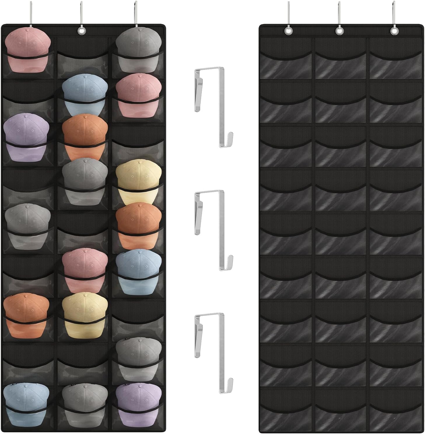 Dofilachy Porte de Casquette Porte Chapeau,Sac de Rangement pour Chapeaux avec 24 Poches Profondes transparentes,Support de Chapeau de Baseball pour Porte/mur(Gris clair Dofilachy Porte de Casquette Porte Chapeau,Sac de Rangement pour Chapeaux avec 24 Poches Profondes transparentes,Support de Chapeau de Baseball pour Porte/mur(Gris clair