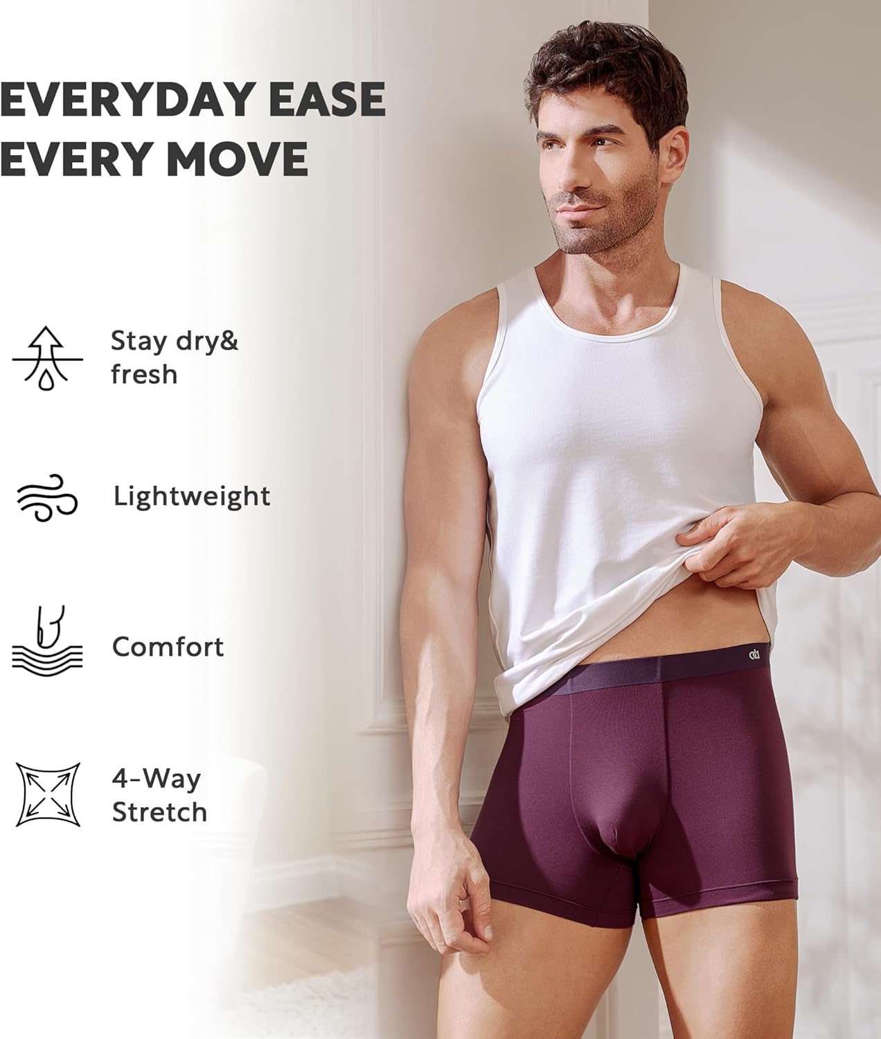 DAVID ARCHY Men's Underwear Trunks Modal Support Pouch Ultra Soft Breathable Seamless Underwear for Men 4 Pack - Image 6