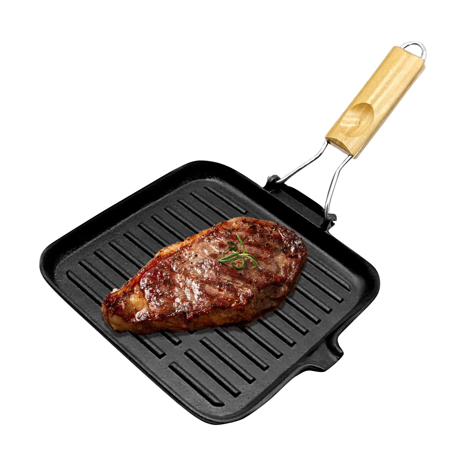 Patelnia Żeliwna Powłoka nieprzywierająca, składany uchwyt | Nieprzywierająca Patelnia Grillowa Kemping, gotowanie na zewnątrz, smażenie, pieczenie, grillowanie, ognisko
