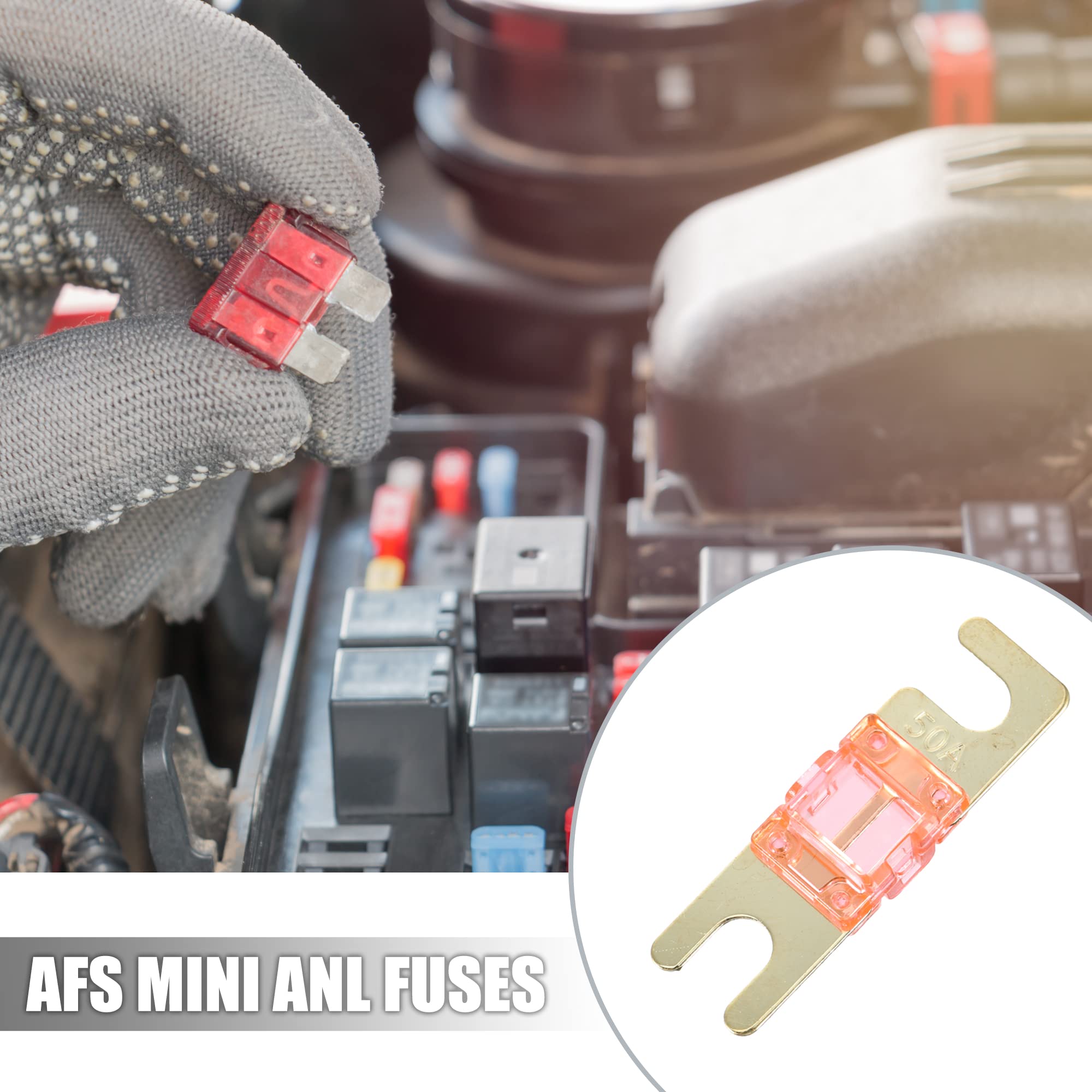 6 Fusibles ANL 125A - Pour Voiture, Moto, Bateau, Audio - Dimensions 8x1,9x0,8 Cm - Tôle Métal Plaqué Or - Protection Circuits Haute Puissance