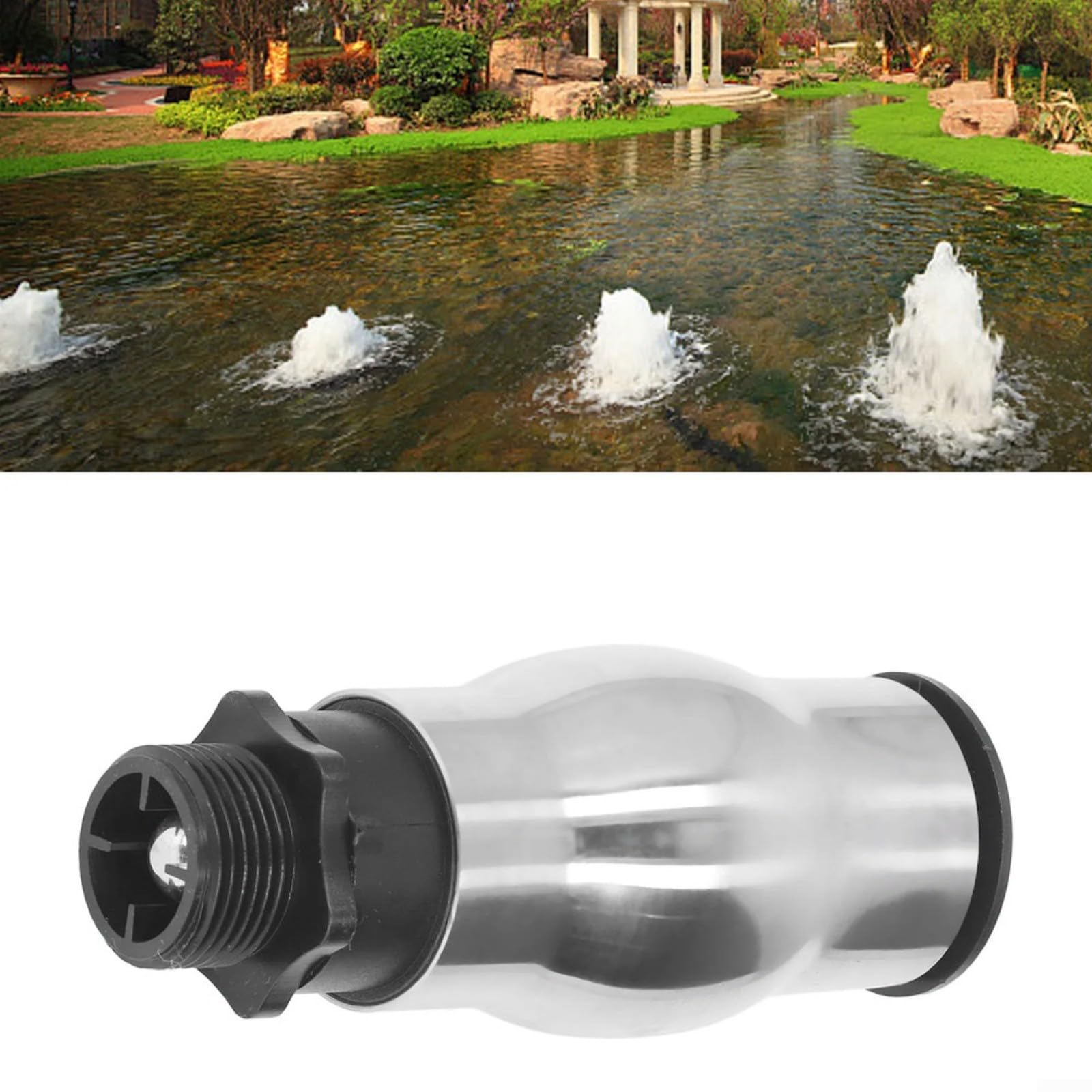Ugello a spruzzo per fontana in acciaio inox 304, filettatura maschio G1, spruzzatore d'acqua schiumoso per pompa da giardino, laghetto, effetto