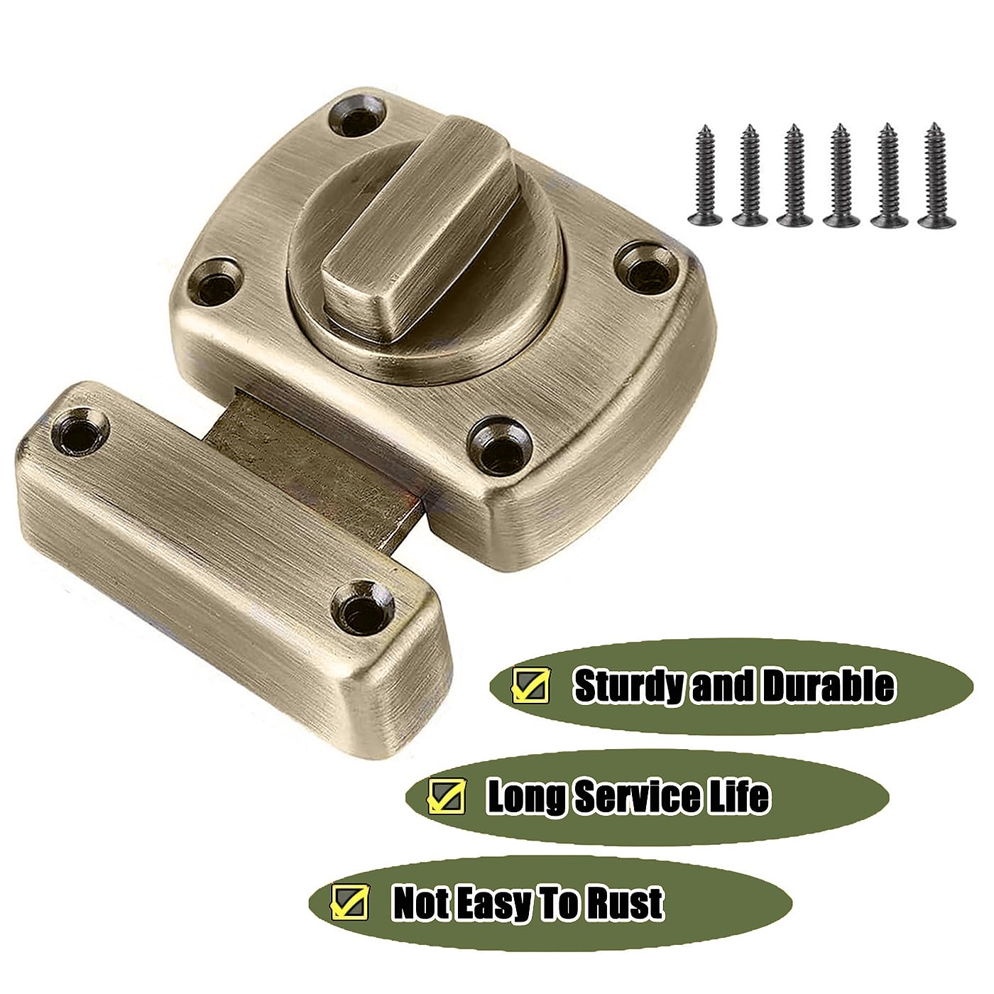 ZiYuya Bathroom Toilet Door Lock Latch, Rotate Bolt Gate Latch Sliding Door Lock - Image 4