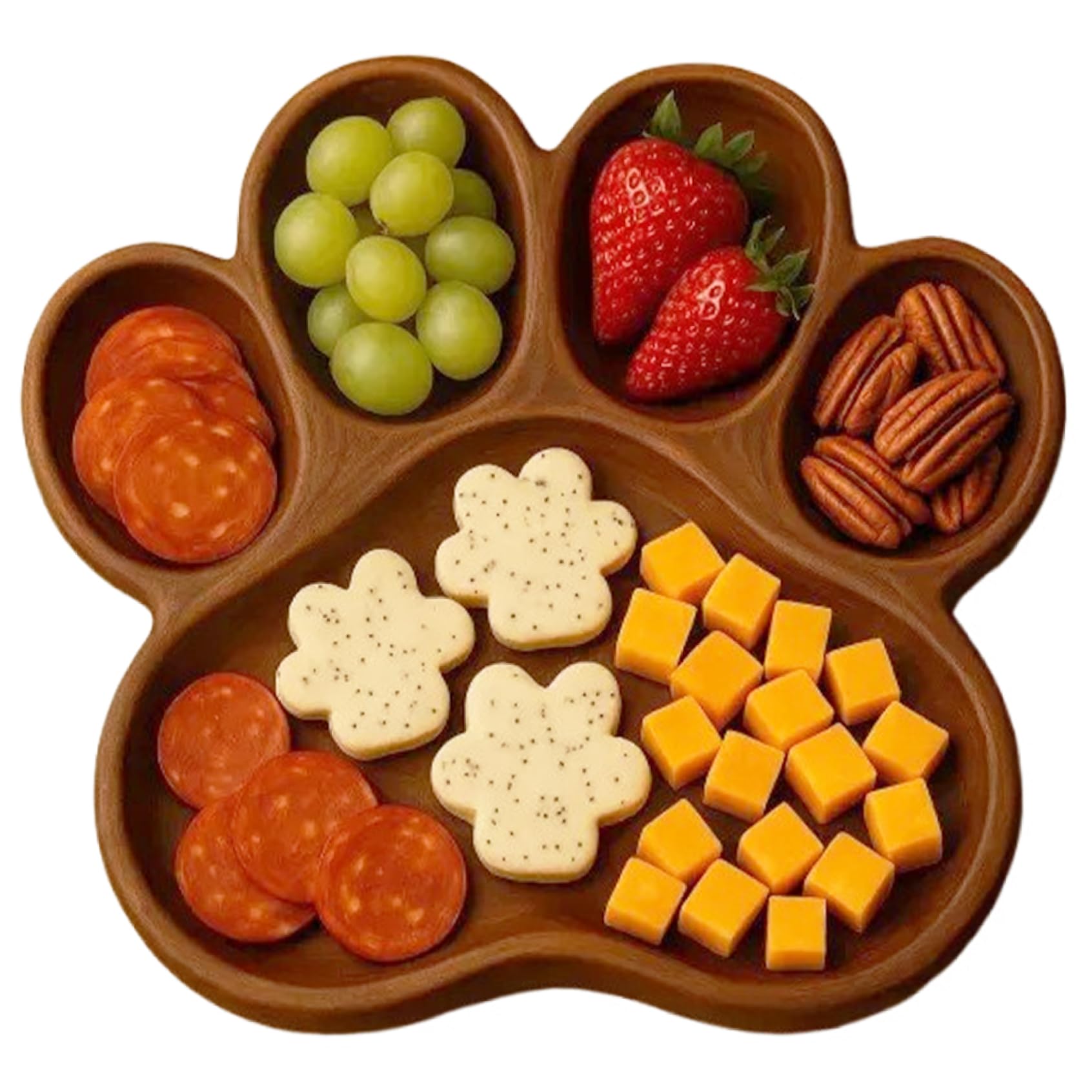 Hbbgdiy Brown Cute Charcuterie Board Cat Paw Shaped Wooden Serving Tray For Cheese Fruit Meat Seafood, Funny Charcuterie Platter For Kitchen Party Lovers