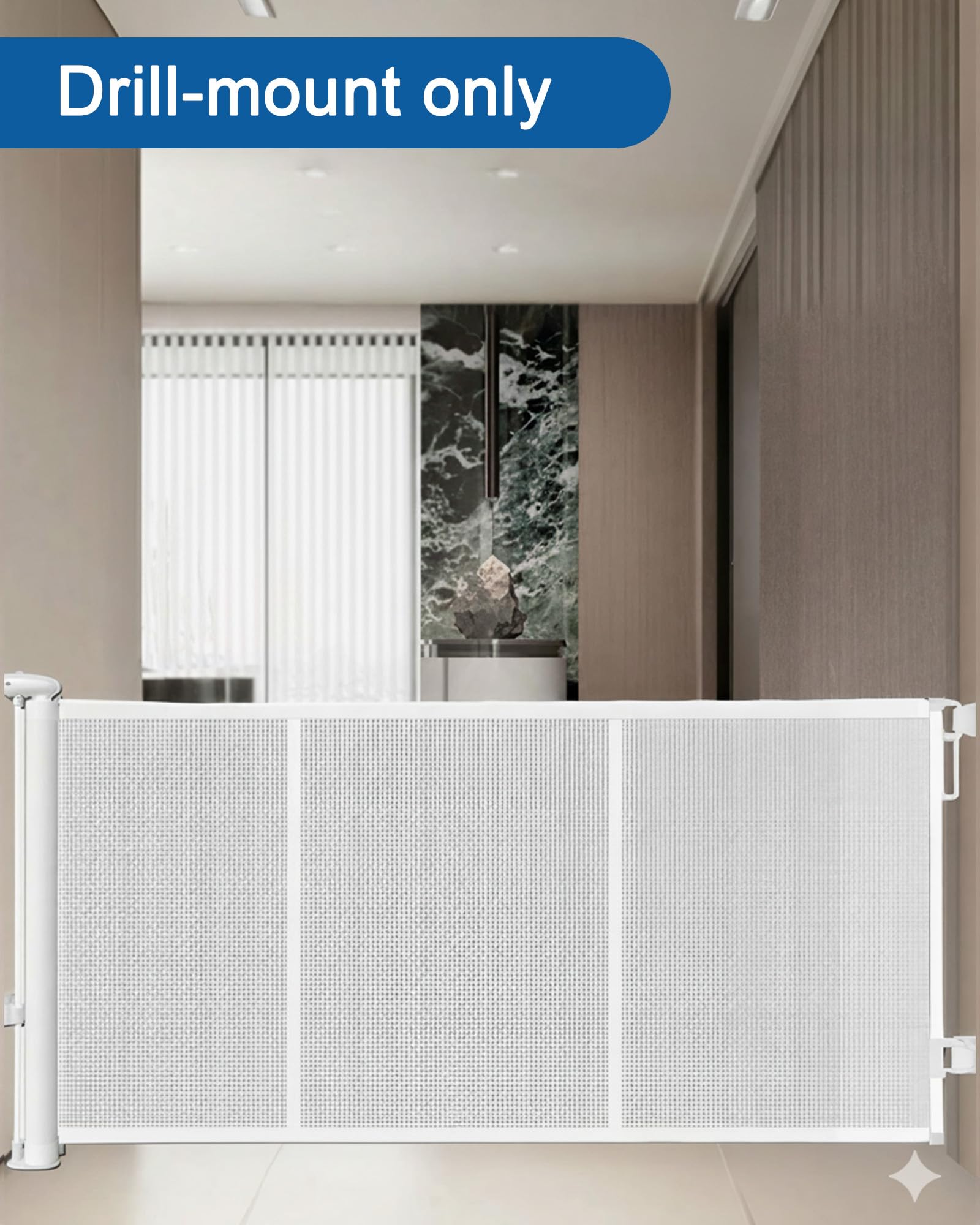 Huafly Cancelletto retrattile per bambini, extra largo per grandi aperture, cancelli di sicurezza, cancelli di sicurezza extra lunghi per cani, su porte, scale, esterni, interni (bianco, 400 cm)