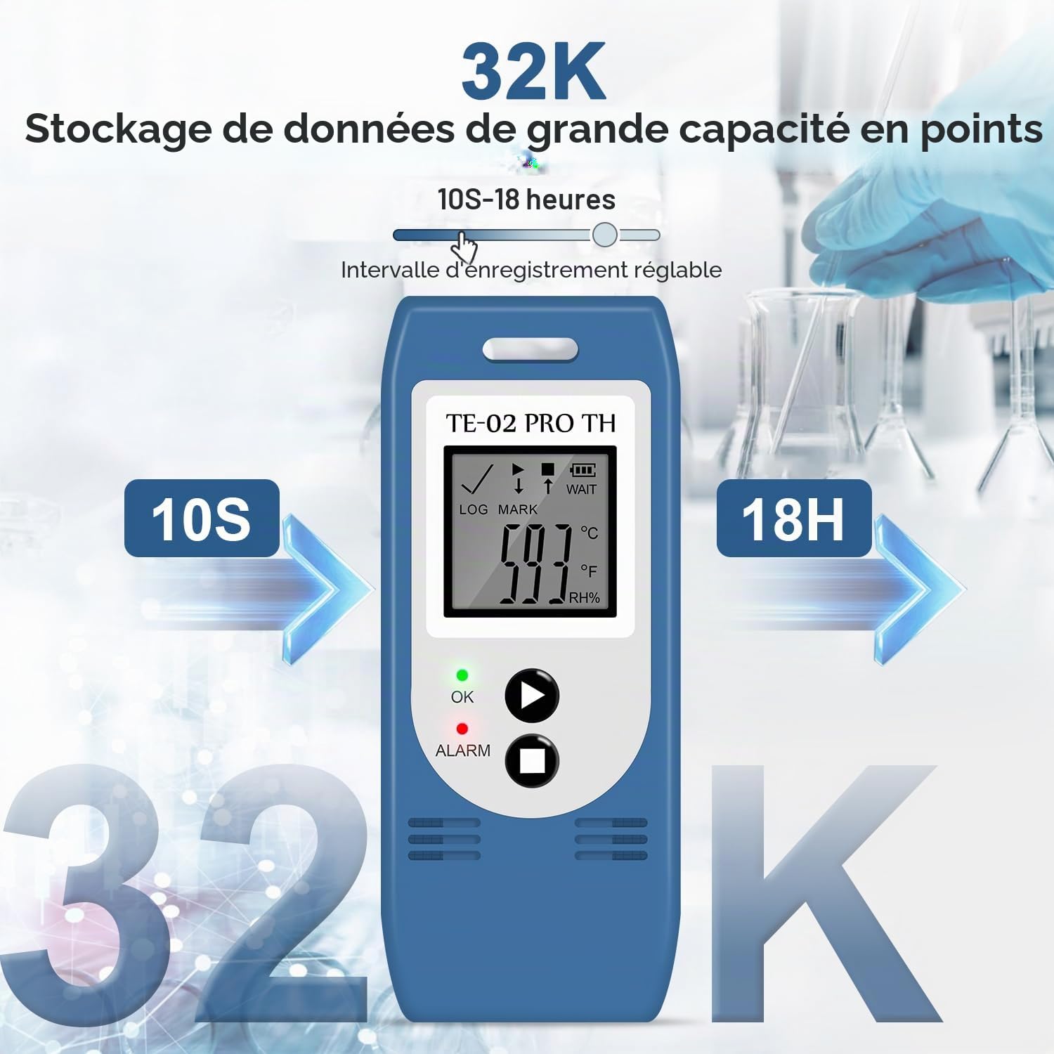 5 PCS ThermElc TE-02 Pro TH Enregistreur de Température et d'Humidité USB, CSV/PDF Automatique, Certificat d'étalonnage et Comparaison Multi-appareils pour la Cartographie des Entrepôts Frigorifiques