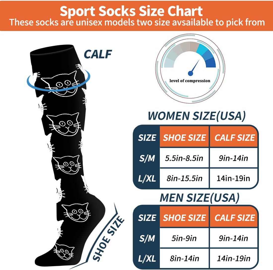 Copper Compression Socks Women and Men Circulation 6 Pairs - Best for Athletic,Running,Medical,Travel,Nursing