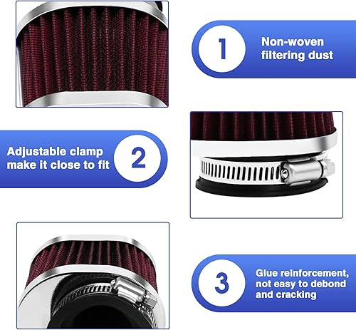 Miniatura 4 de 2 filtros de aire universales de repuesto para motocicleta de 1.969 in, filtros de aire de alto rendimiento, para motocross, limpiador de carburador