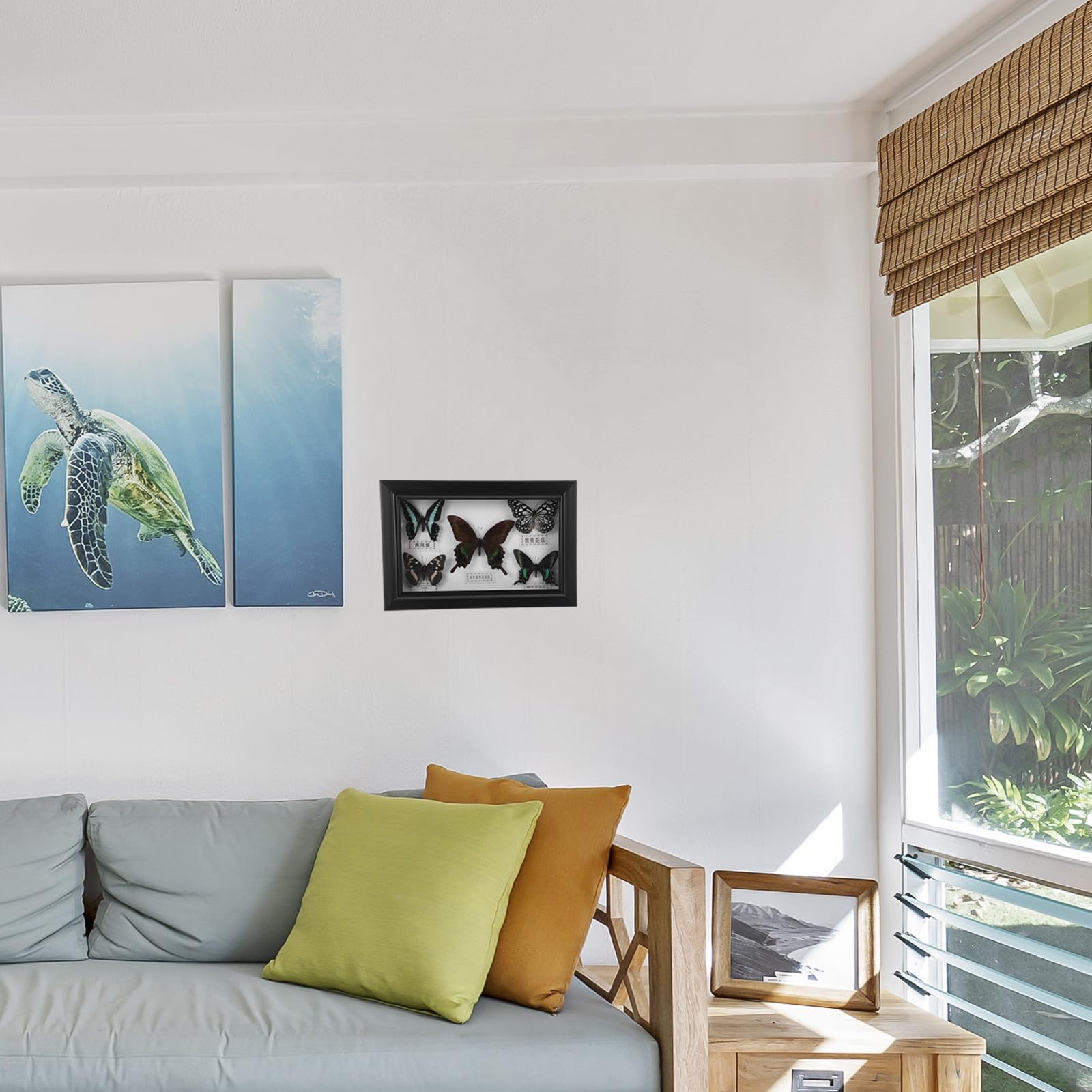 Marco de Muestra de Mariposas en Madera con Acabado Exquisito para Decoración de Pared, Adorno Adecuado para Sala de Estar y Obsequio de Cumpleaños