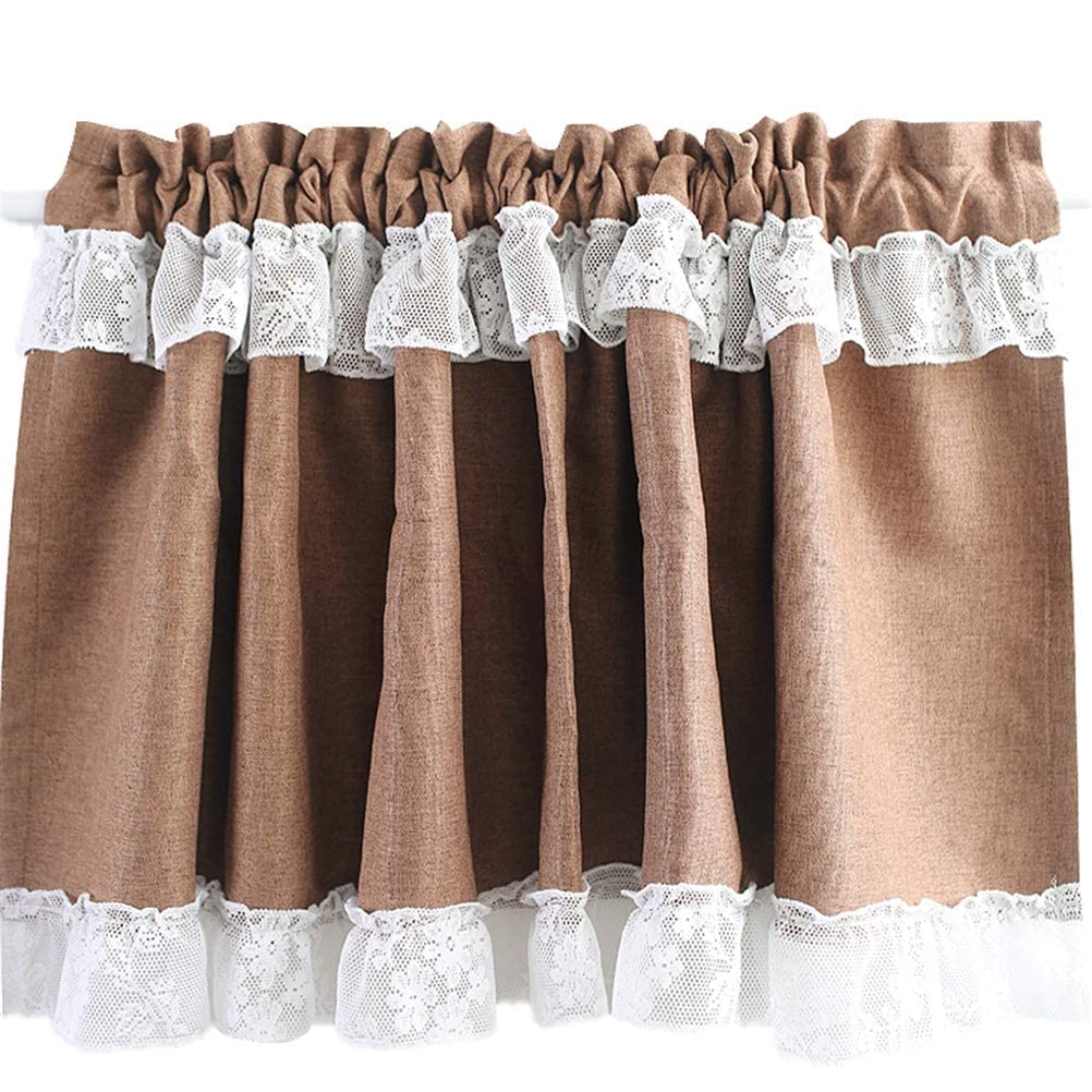 Rideau bistrot marron pour fenêtre de cuisine et décoration de style rural 165x24cm