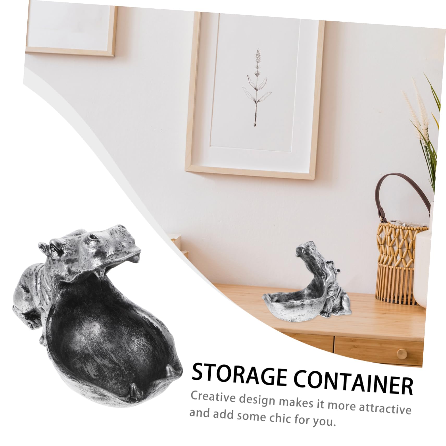 Statuetta Ippopotamo in Resina da Scrivania Contenitore | Design Creativo, per Soggiorno e Camera, Adatta a Colleghi e Amici, Oggetto Decorativo da Collezione