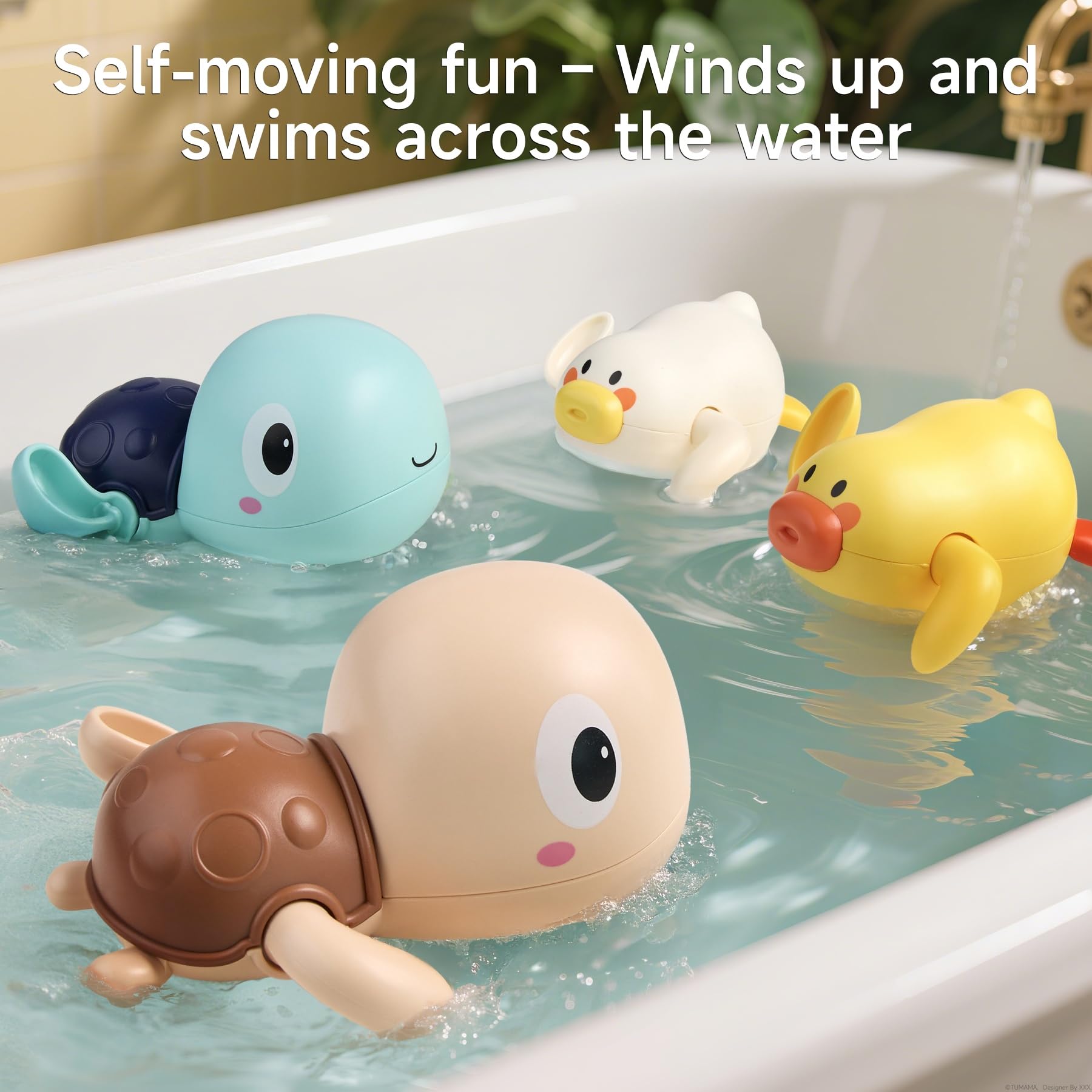 TUMAMA Jouets de Bain pour bébé à partir de 1 an, Jouets de Bain pour bébé à partir de 1 2 3 Ans,Eléphant, Tortue, Canard, Jouets de Bain pour Enfant, Jouet Aquatiques, Cadeaux d'annive
