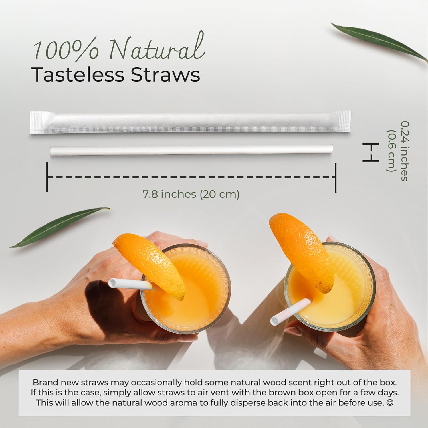 EcoPreps Biodegradable Bamboo Fiber Straws, Plastic-Free Individually Wrapped Straws | 300 Count, 100% Compostable, Eco-Friendly Drinking Straw | 7.8'' Plant Fiber Disposable Straw in White Paper Wrap