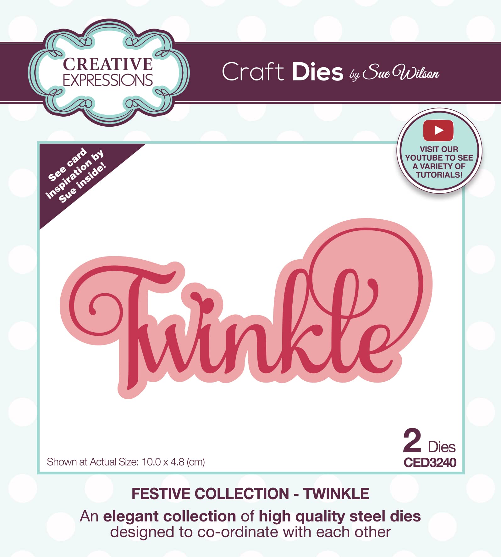 Creative Expressions Metal Sue Wilson-Festive Collection-Twinkle-Craft, Die Size 10 X 4.8 Cm