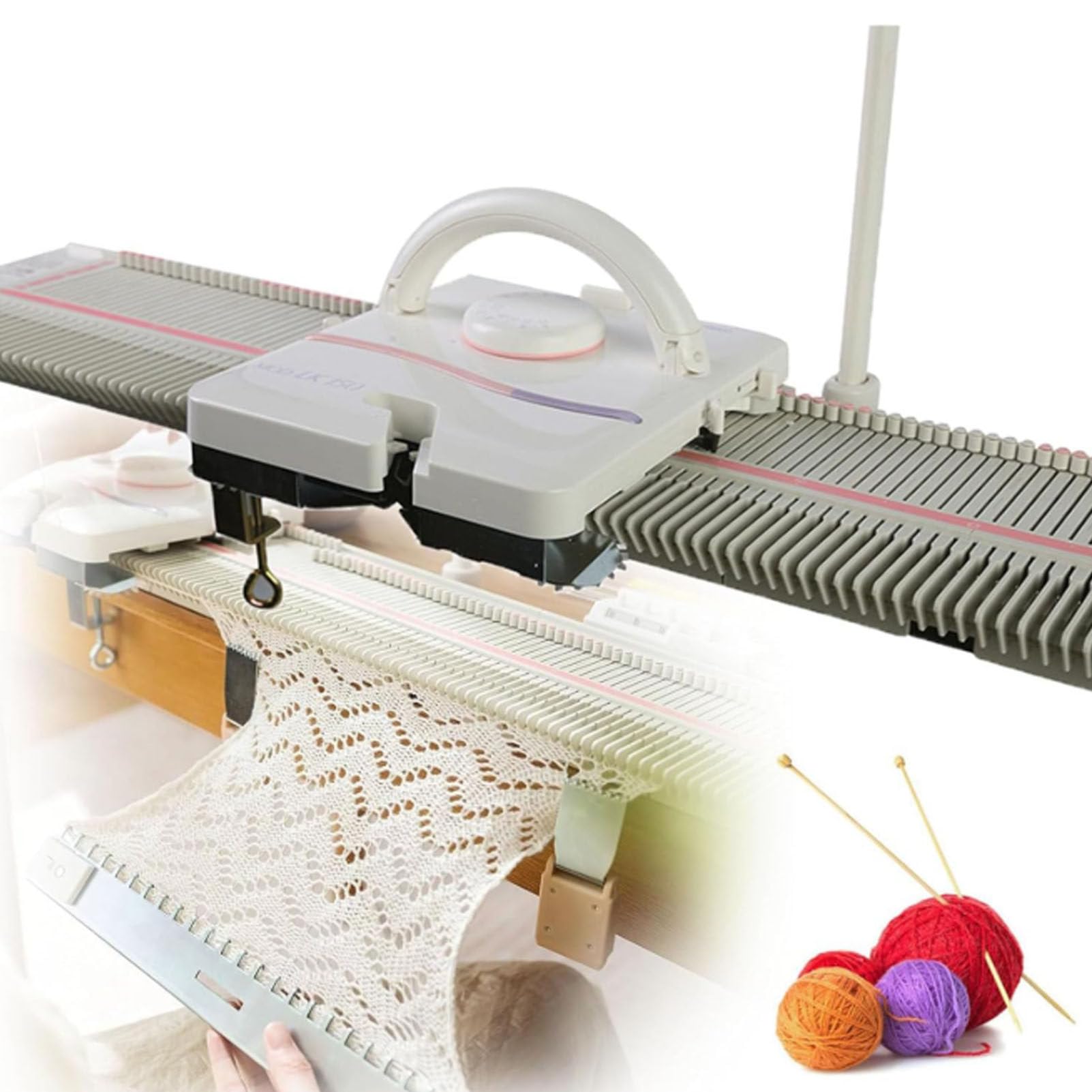 Strickmaschine für Erwachsene, 6,5 mm Nadelstärke, 150 Maschen, Kunststoff-Webrahmen-Set für den Hausgebrauch, Handwebrahmen zum Stricken von Socken, Mützen, Schals und Pullovern