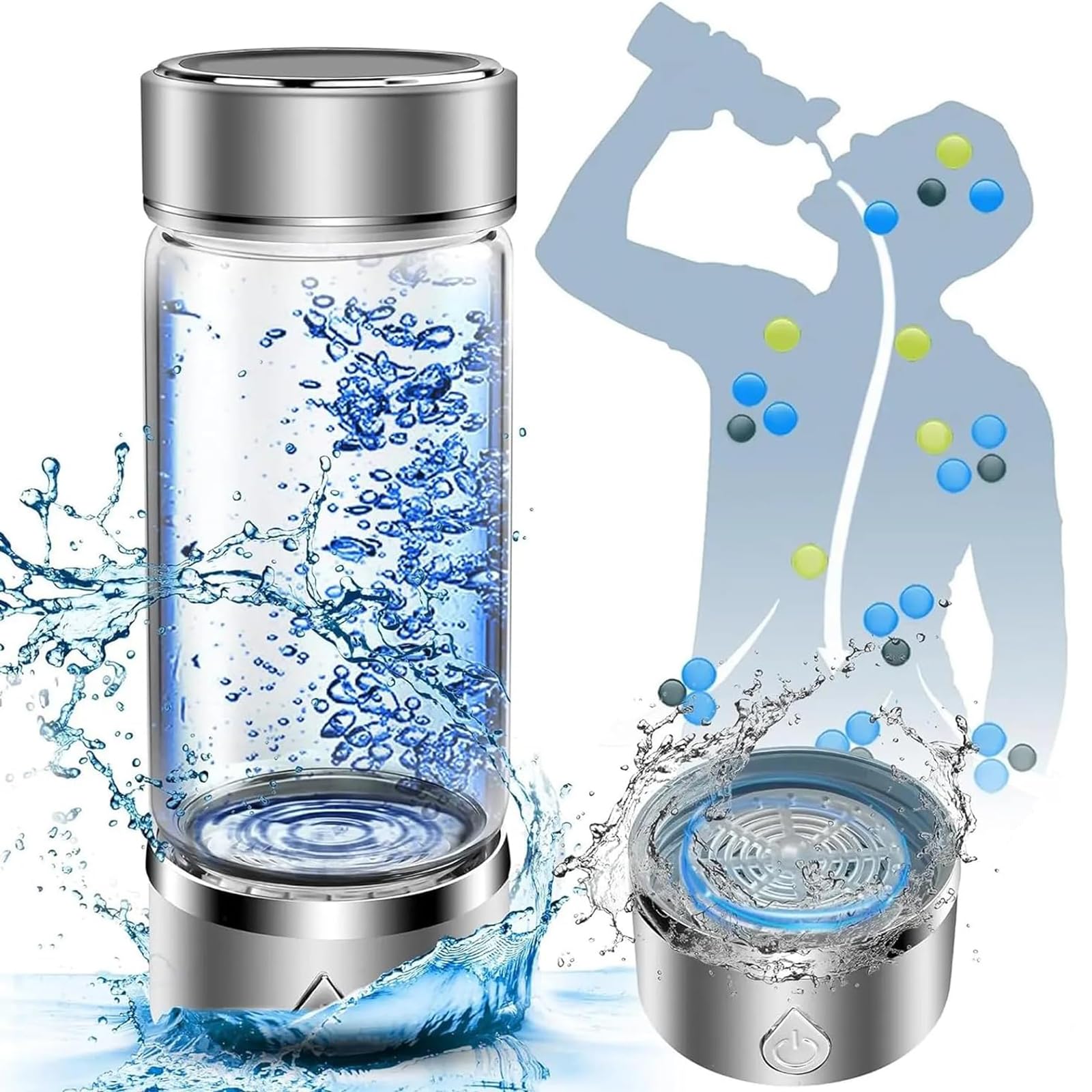 Botella de Agua de Hidrógeno de 420ml, Generador Portátil de Botella de Agua de Hidrógeno Botella de Agua Rica en Hidrógeno Jarra Ionizadora de Agua para Beber Diariamente
