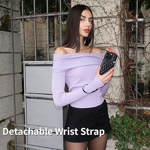 Miniatura 26 de LAMEEKU for iPhone 15 Pro Case Wallet, Crossbody Wallet Purse with Card Holder, Quilted Leather Zipper Wrist Strap RFID Blocking Cover for Women for