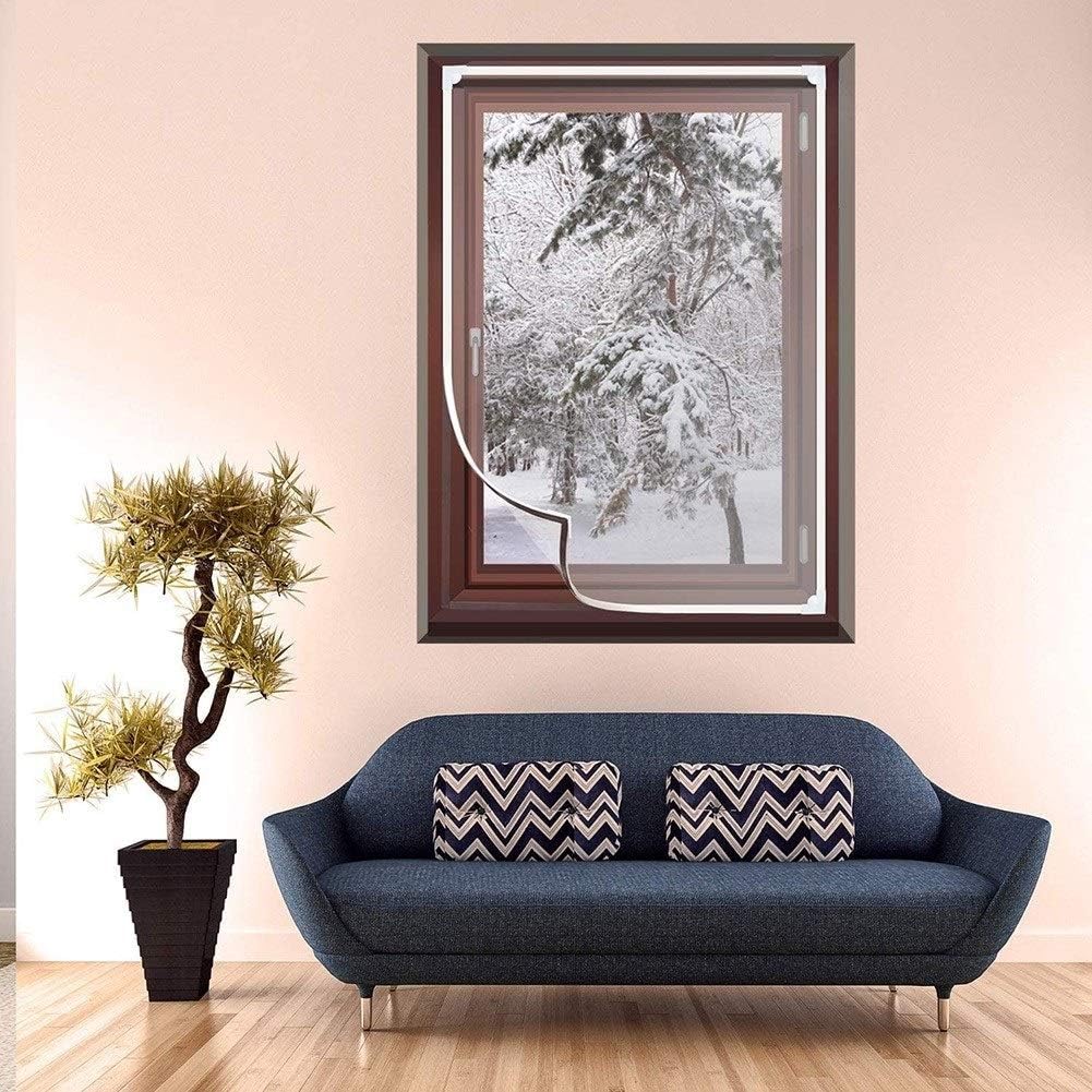 Window Insulation Kit, Bookshelf Dust Curtain, TPU Insulation Film, Transparent Seal Full Frame Magnetic Stripe Automatic Closing for Bedroom, Bathroom Lsxiao (Color : Clear, Size : 110x153cm)