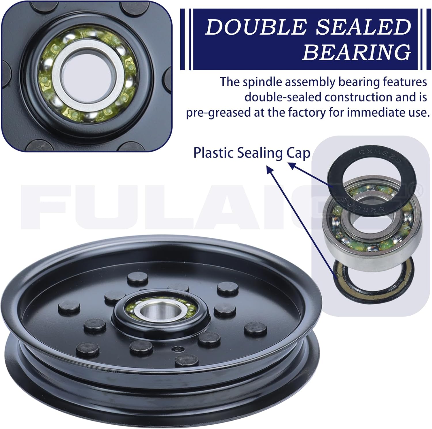 2 Pack AM106627 Idler Pulley Replaces John Deere Idler AUC16698 Idler Pulley John Deere AUC16698 AM121602 for John Deere Z445, Z425, Z225, X300, X320, LT166, LT180, F525, GT275 Lawn Tractors