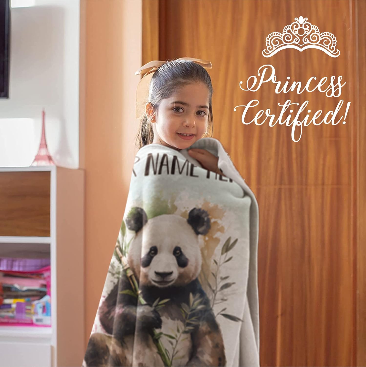 Personalized Panda Blanket for Kids and Adults, Cute Cuddly Bear Nature Theme, Custom Name Throw for Boys and Girls, Cuddly Soft, Newborn Shower or Birthday Gift, Plush, (Sherpa 60x80)