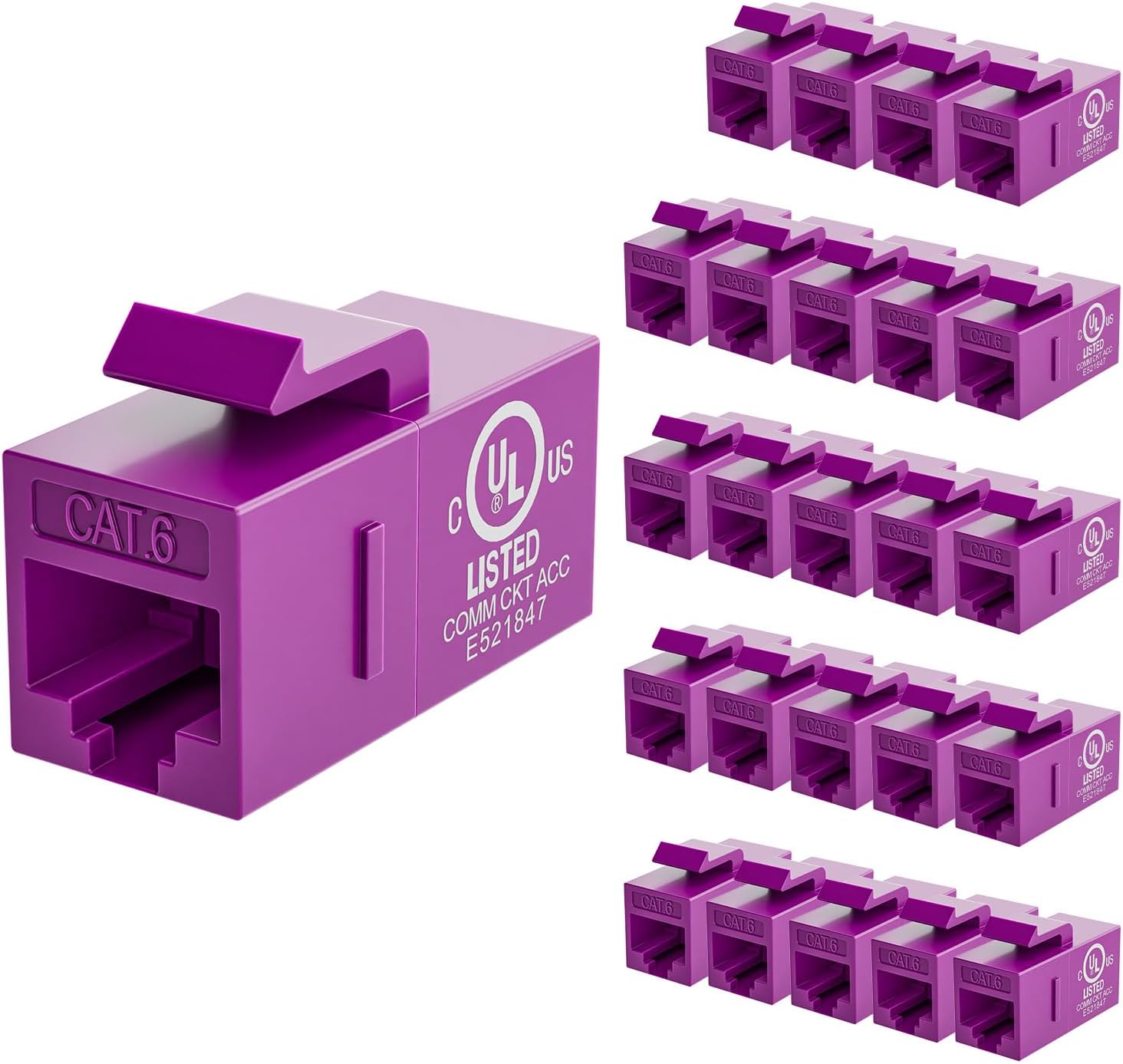 - VCE UL-Listed CAT6 Keystone Coupler 25-Pack, Ethernet Coupler Female to Female, RJ45 Coupler for CAT6/CAT5e/CAT5, Keystone Jack, Purple