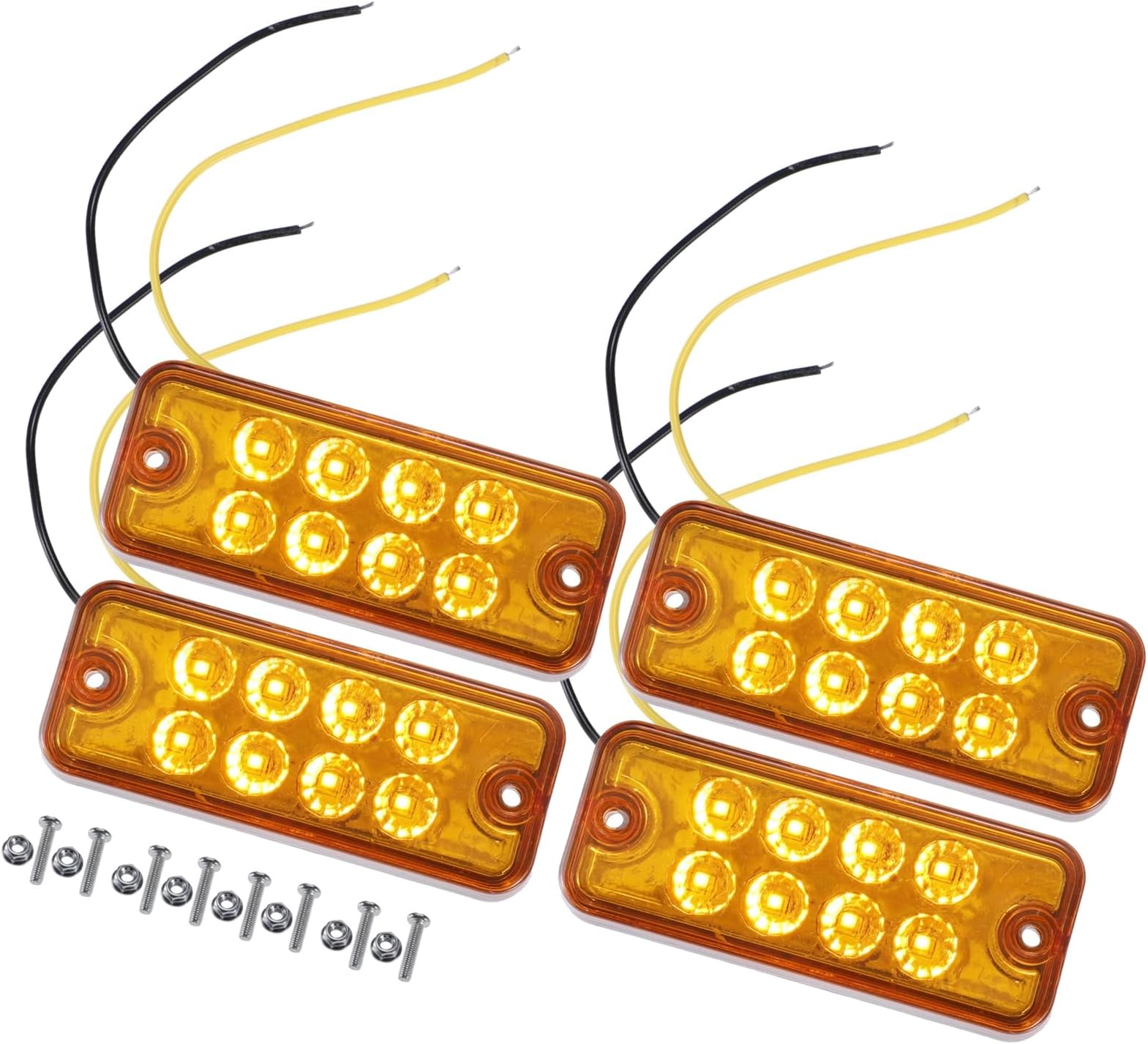 – Front Rear Side Marker Light 8 LED 3.94" for Truck Amber (Set of 4) Durable Material