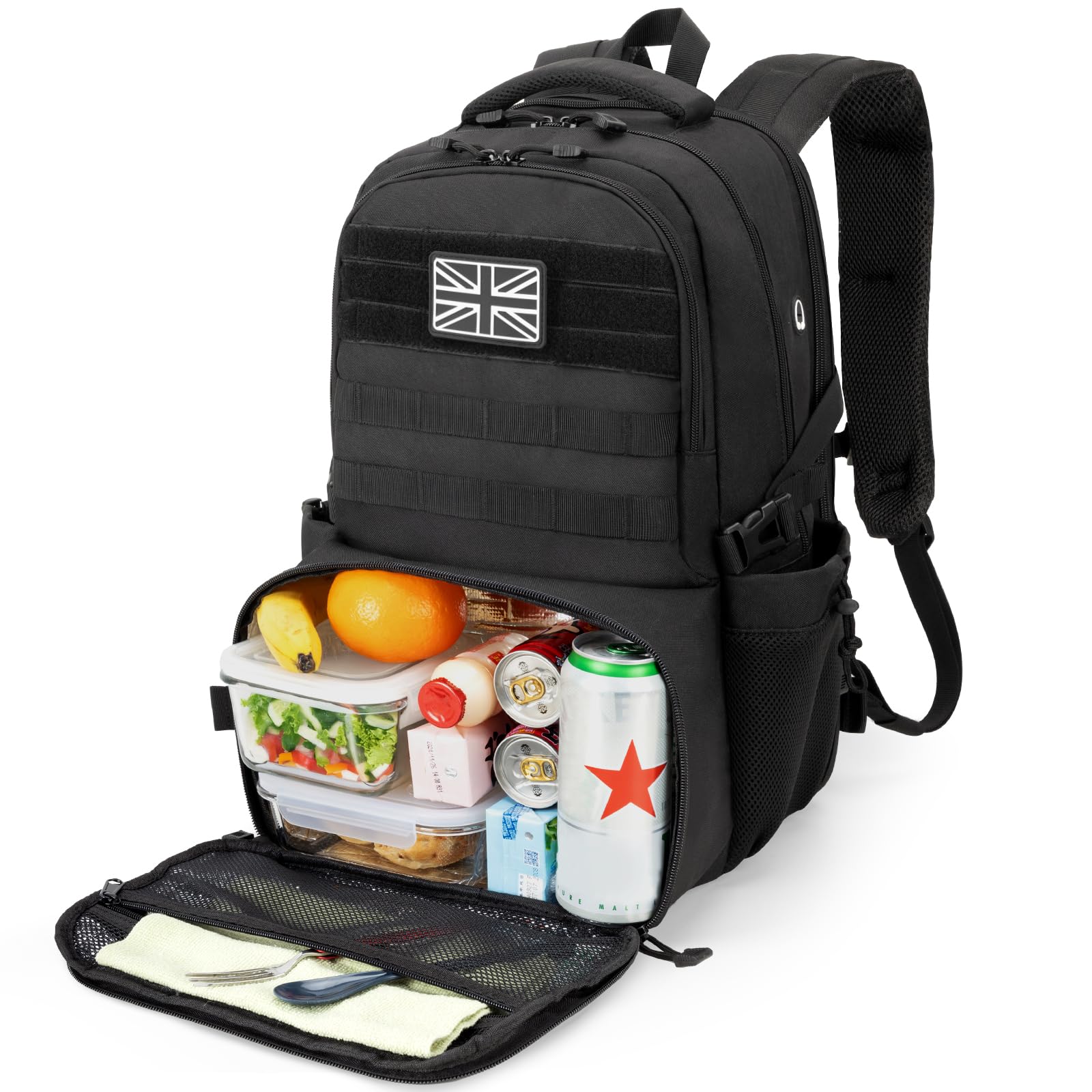 Jueachy Cooler Backpack Mens with 6L Lunch Box: 40L Rucksack for Men with Laptop Compartment Work Bag with Lunchbox Cool Bag Rucksack for School Picnic Camping