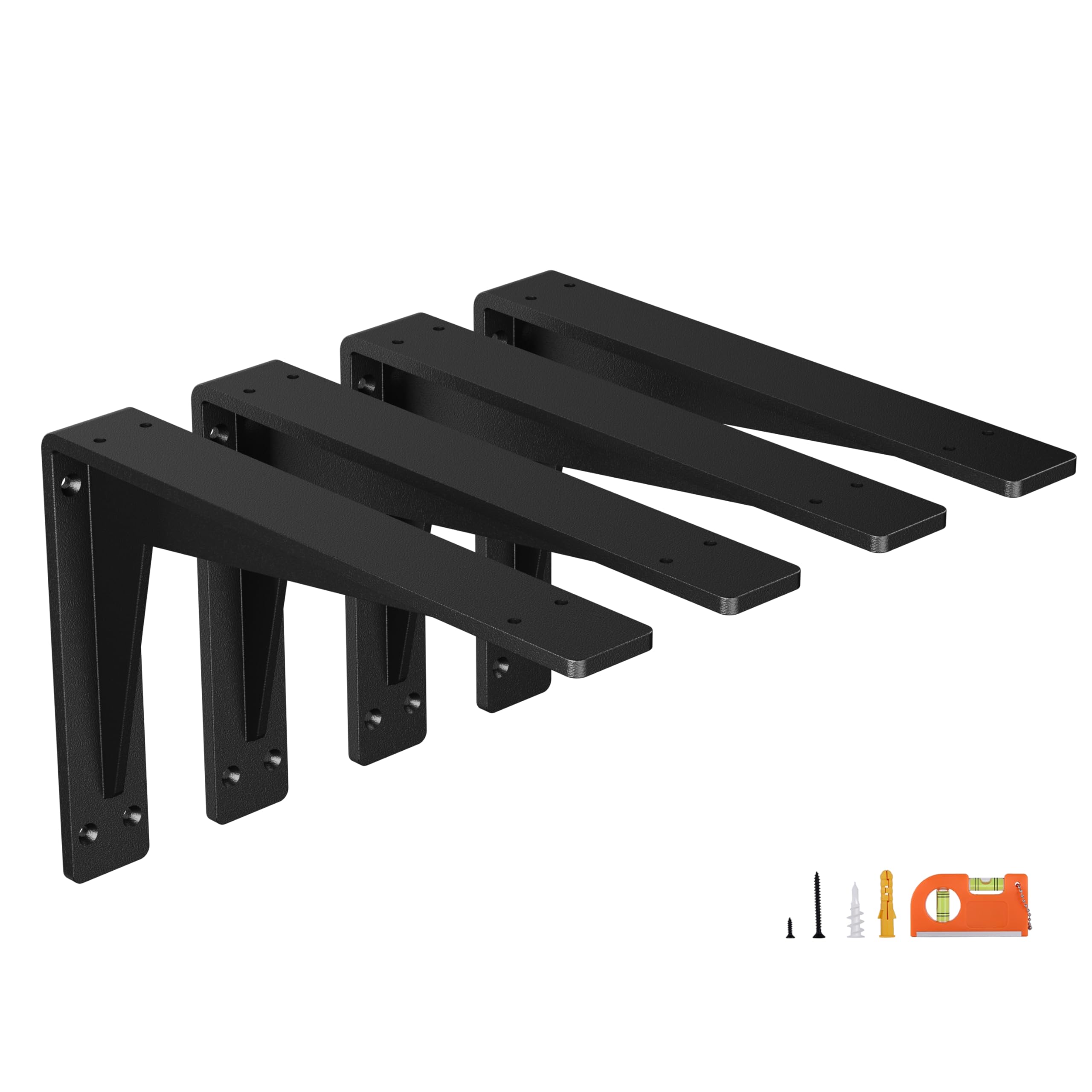 NEODROP 4-Pack 8 Inch Heavy Duty Shelf Brackets, Premium Metal Wall Bracket for Mantel, Countertop Support, Garage Storage Shelves | Floating Shelf