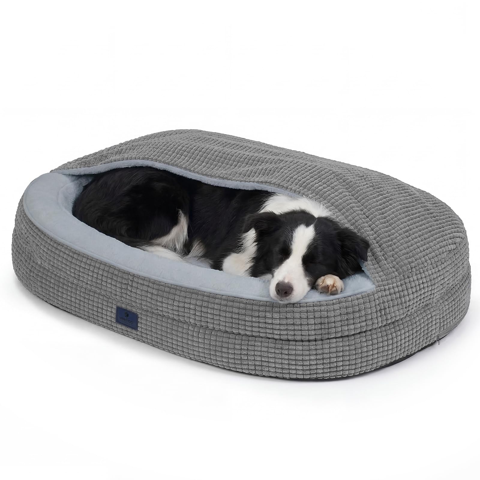 Veehoo 2-in-1 Dog Cave Bed with Cover, Covered Dog Bed for Large Dogs