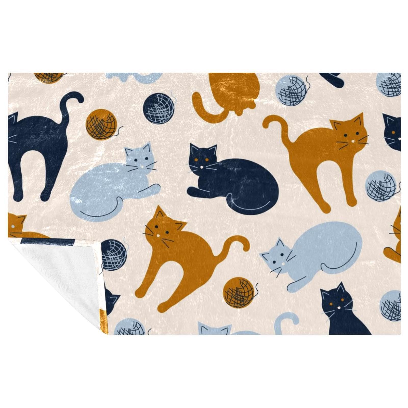 Couverture chats jouant avec une balle douce et réconfortante