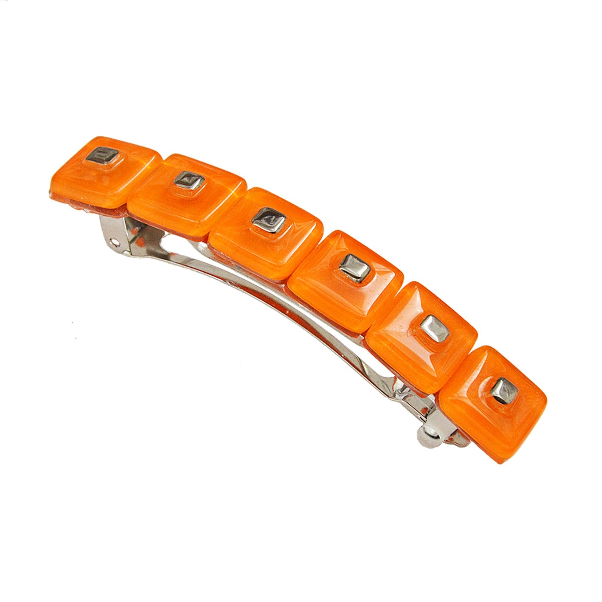 Molletta per capelli arancione • Accessori per capelli firmati per donne e ragazze • Vetro ceco decorato con platino • Componenti in metallo francese • Barrette • Fermaglio • Fatto a mano in Europa