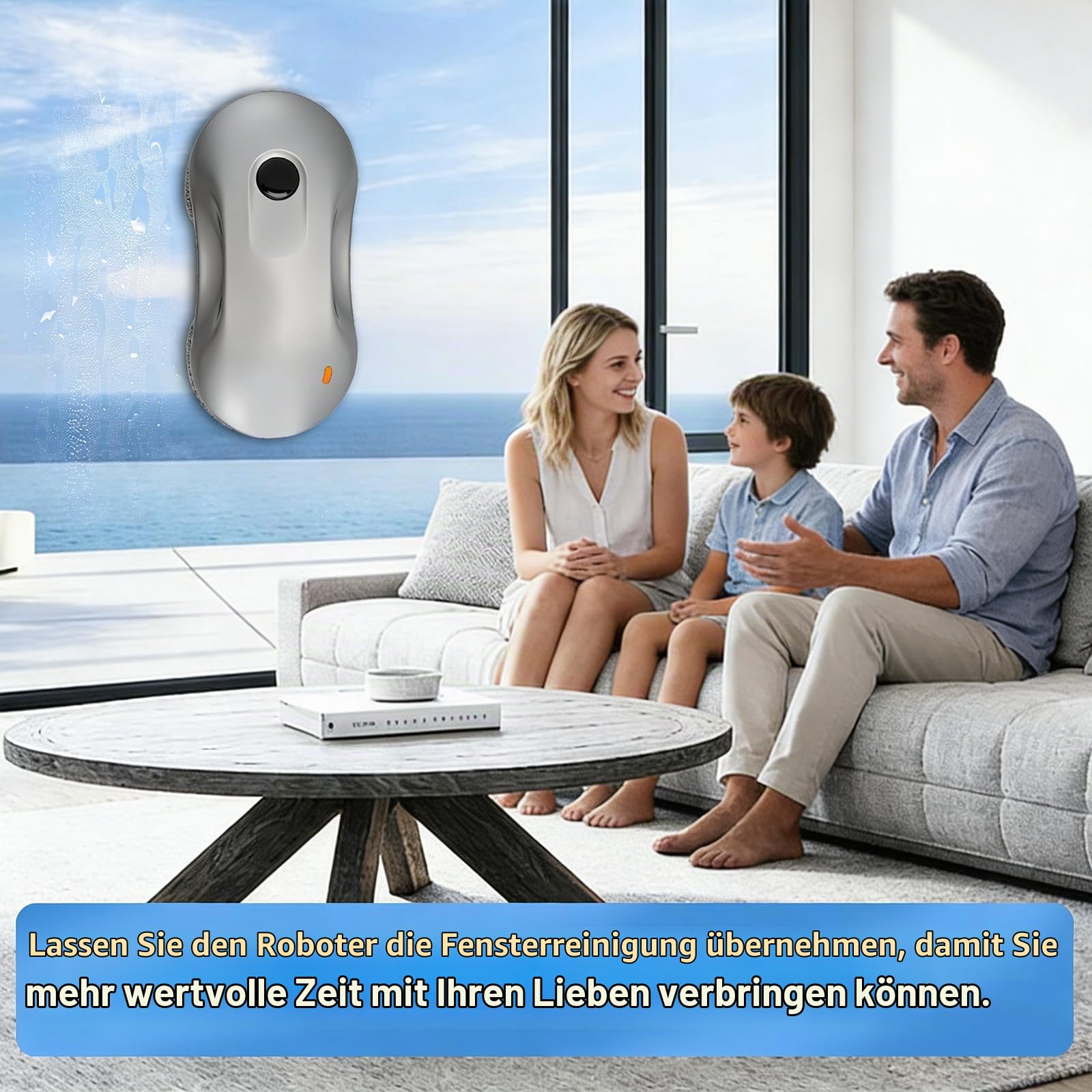 Fensterputzroboter, Fensterputzroboter mit Sprühfunktion, Turbo Boost Saugkraft 7000Pa, Mehrfachschutz,Verbessert Für alle Fenster,Dual-Helix-Reinigung für effiziente Fensterreinigung(B)