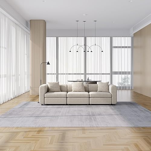 Miniatura 9 de Guyii Sofá modular de terciopelo Moderno sofá convertible de 3 asientos de gran tamaño con 3 almohadas, 115.74 pulgadas de largo para sala de