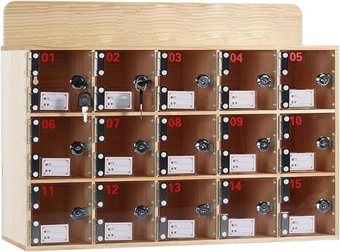 Classroom Cell Phone Holder, Solid Wood Cell Phone Lock Box with Door Locks Keys, for Office, Classroom30slots