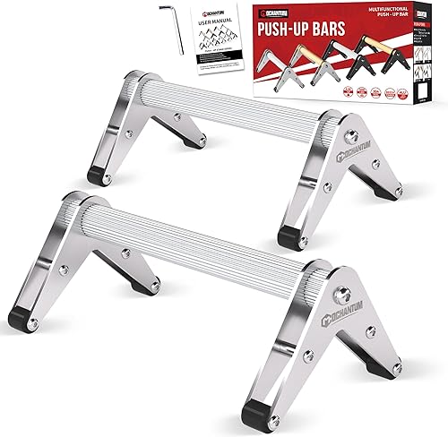 Miniatura 11 de Barra de empuje – Soporte de acero inoxidable resistente con base antideslizante, capacidad de 500 libras, equipo portátil de gimnasio en casa para