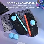 DLseego Poignées de pouce conçues pour le commutateur Nintendo 2 2025, Silicone Soft Joycon Contrôleur analogique Protection antidérapante 4PCS Bouton Joy Con Bonnets de joystick, Design ergonomique, Deux tailles - bleu
