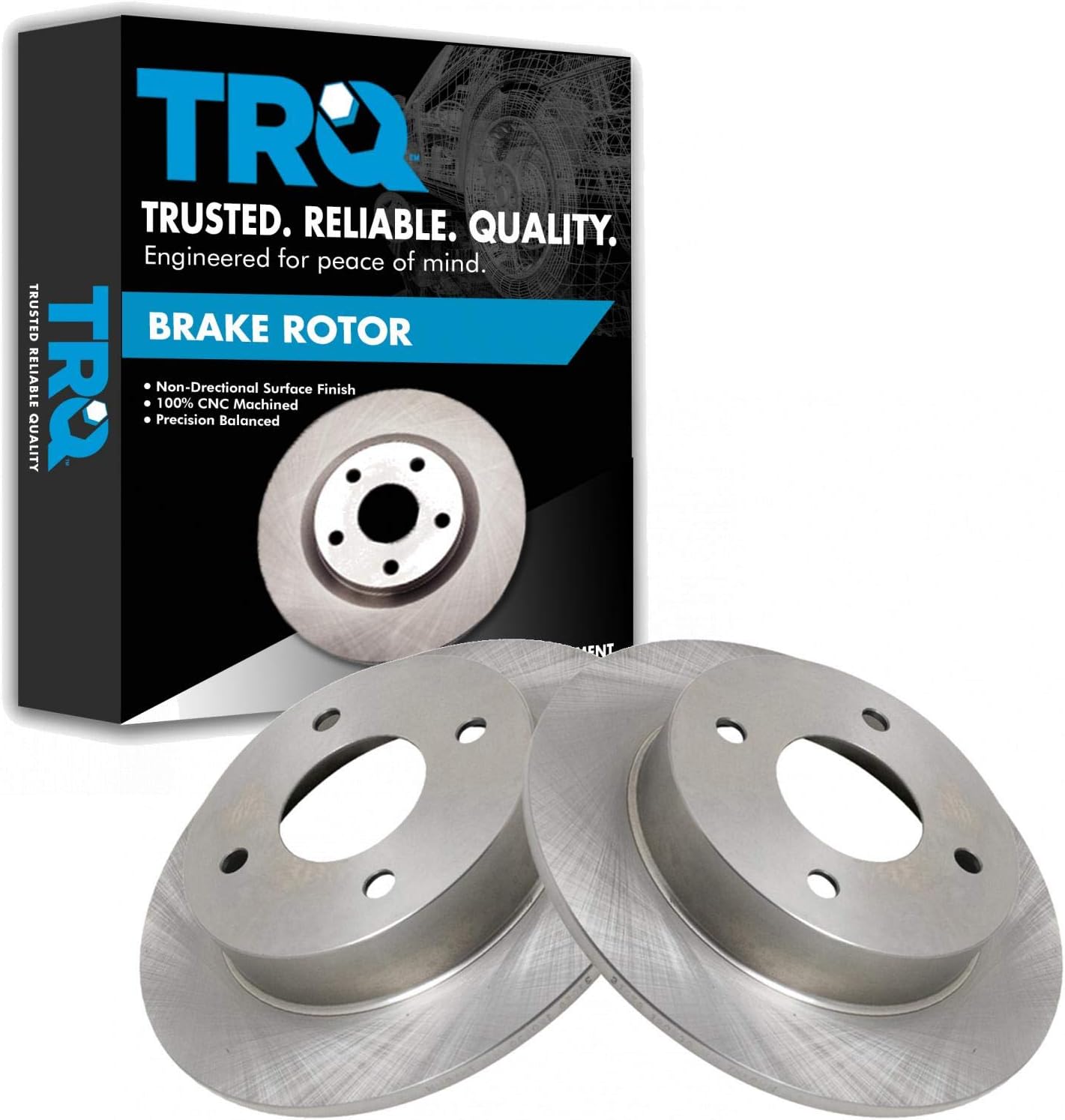 TRQ Rear Brake Rotors Set Solid Compatible with 1991-2002 INFINITI G20 1993-2001 Nissan Altima 2000-2006 Sentra
