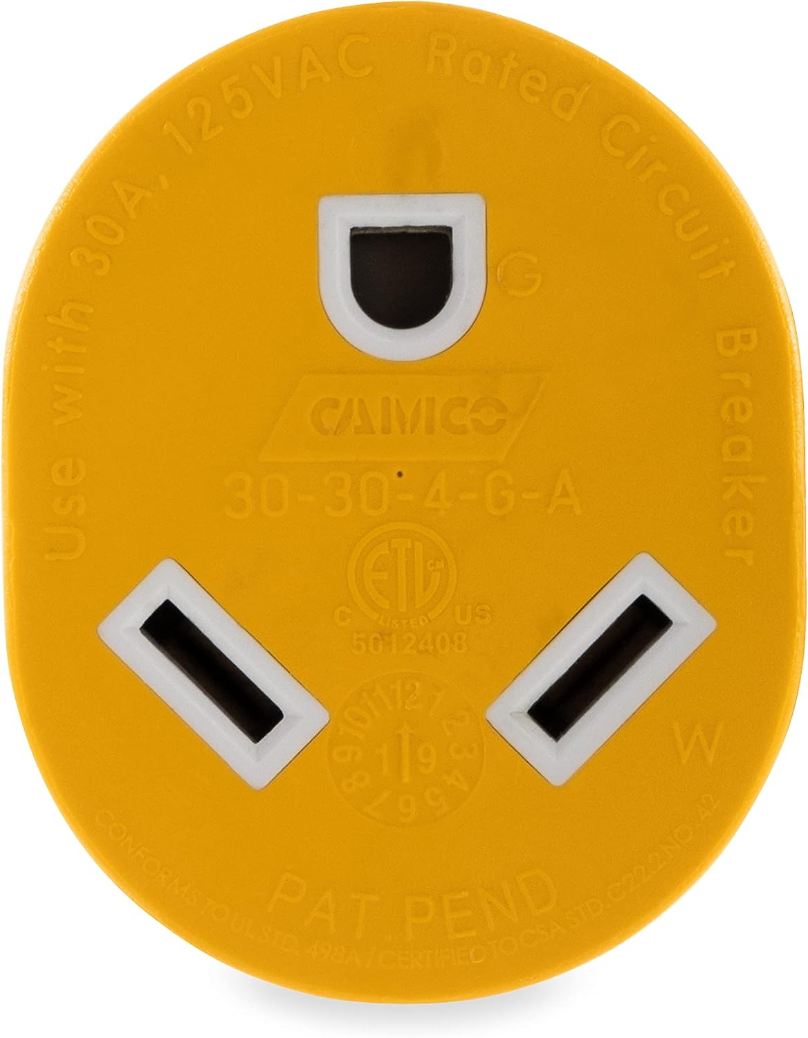 Camco 55338 PowerGrip 30 Amp 4-Prong Generator Adapter , YELLOW